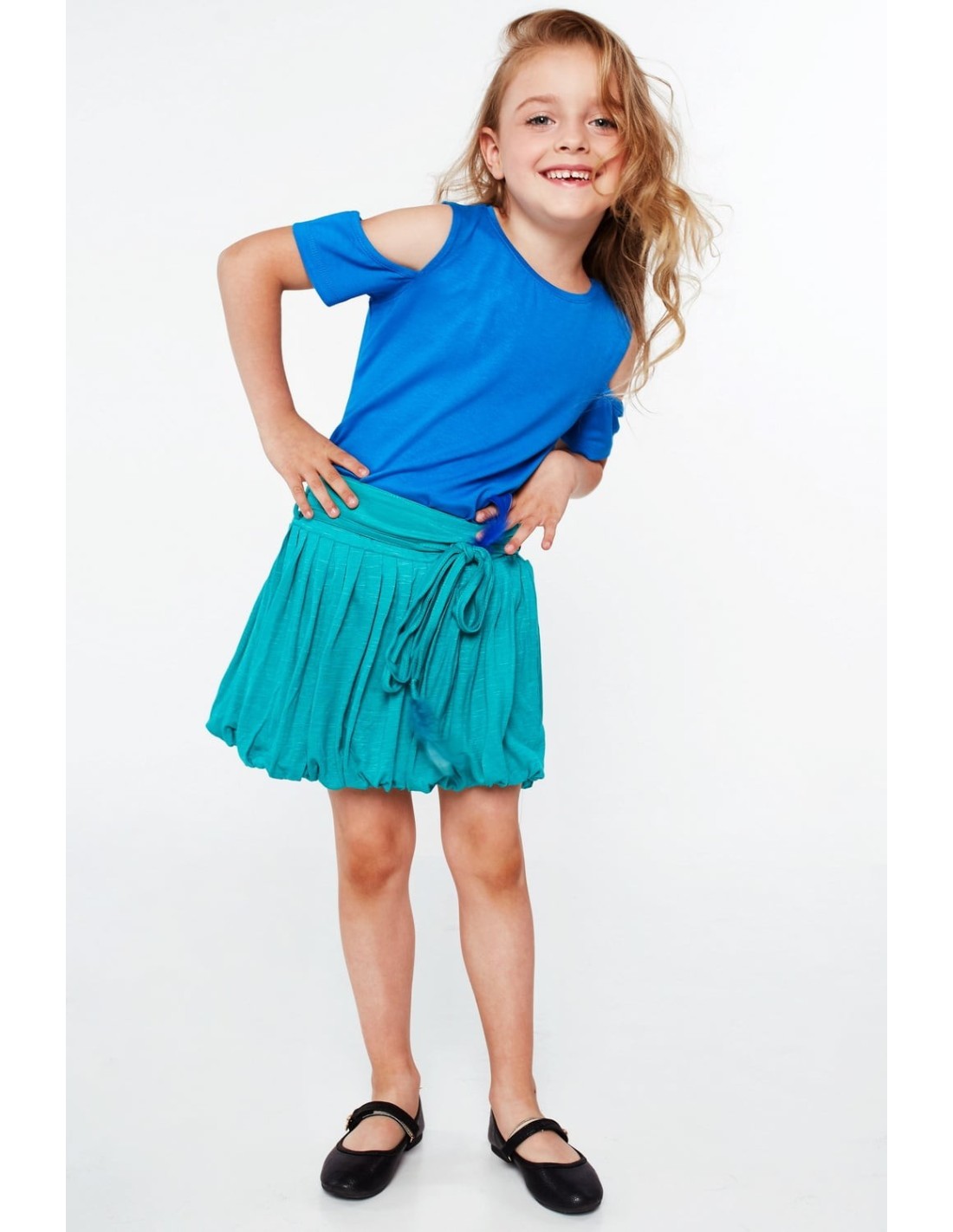 Girls\' skirt with feathers, mint NDZ5446 - Online store - Boutique